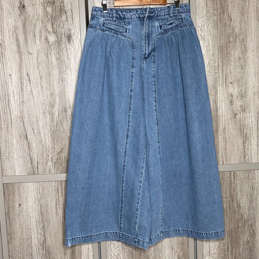 Gorman Jeans Blue Baggy Wide Leg High Rise Relaxed Light Denim Skort